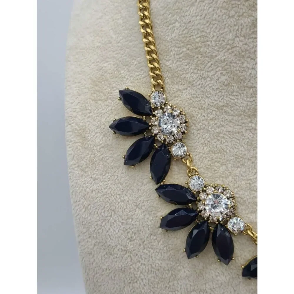 J Crew Black Clear Crystal Necklace